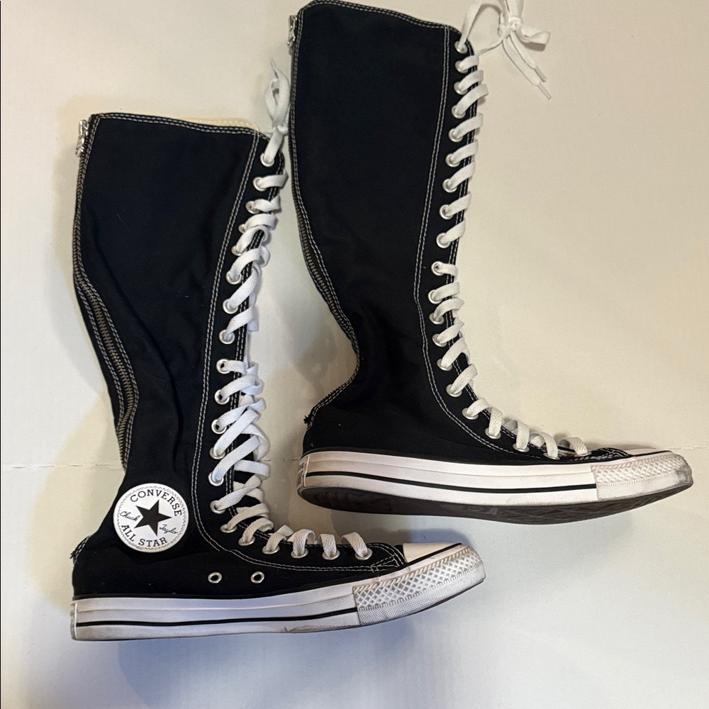 Converse Women's Black Lace-Up Knee-High Boots